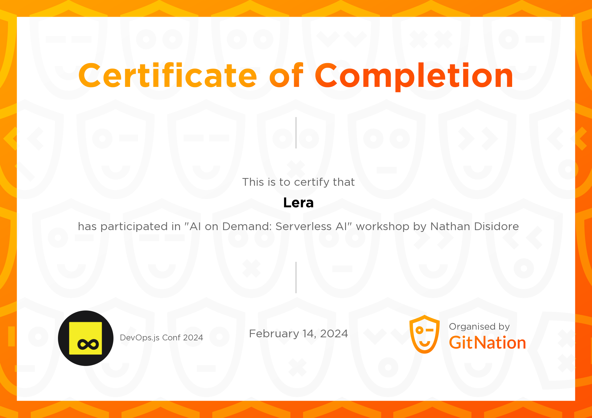 Lera's Certificate from DevOps.js