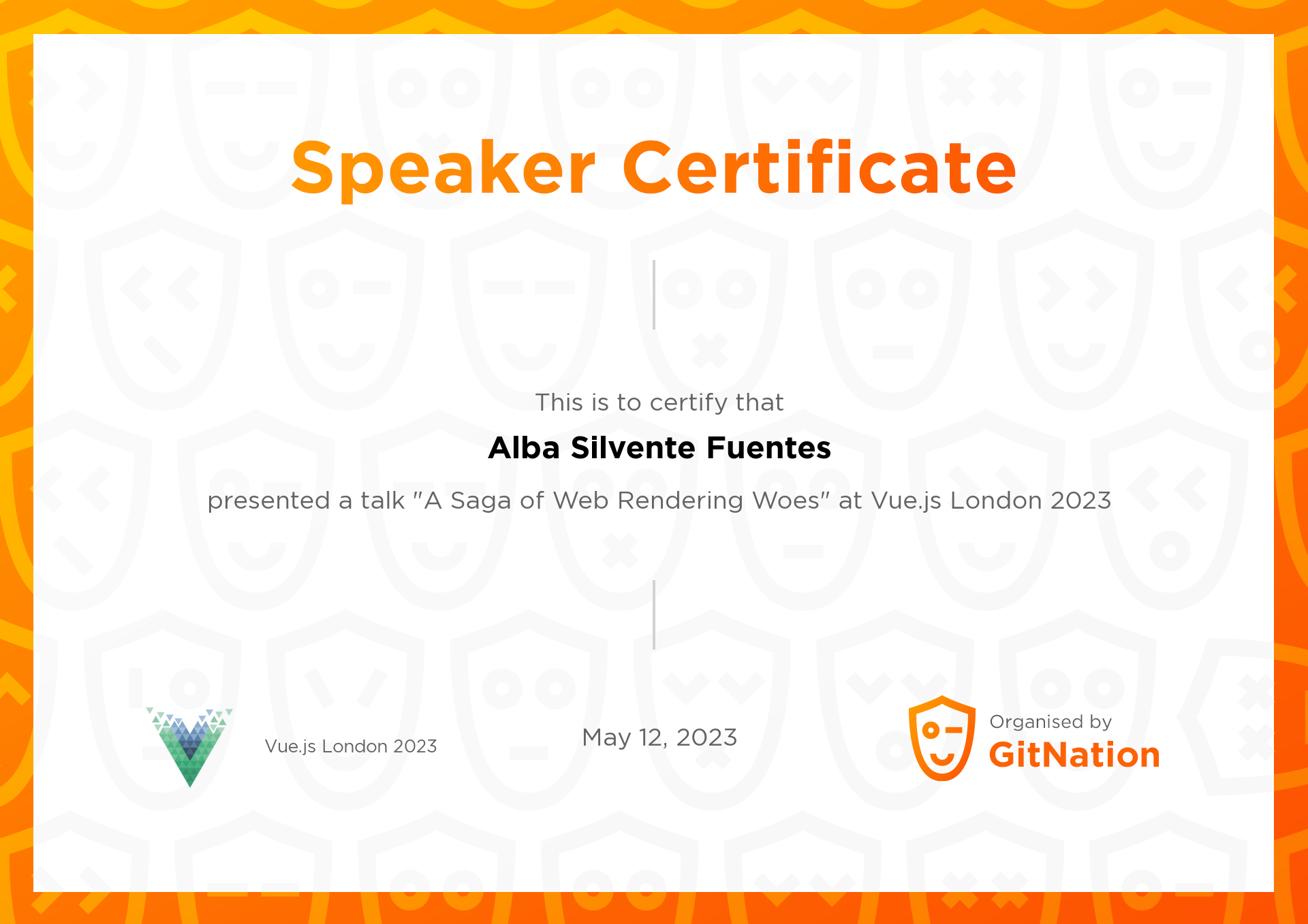 Alba Silvente Fuentes's Certificate from Vue.js Live Conference