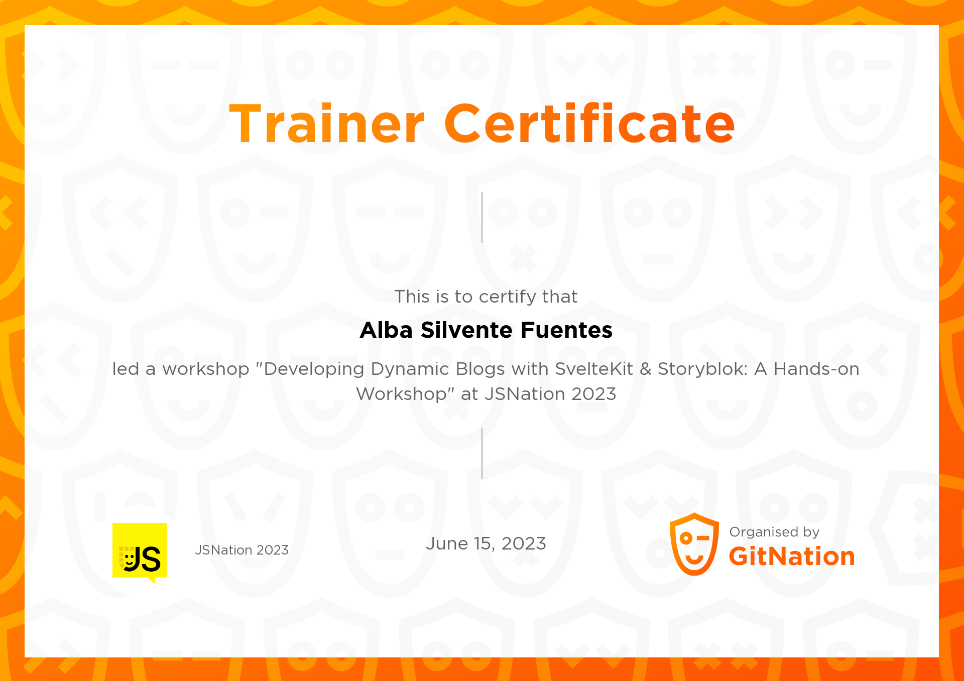 Alba Silvente Fuentes's Certificate from JS Nation