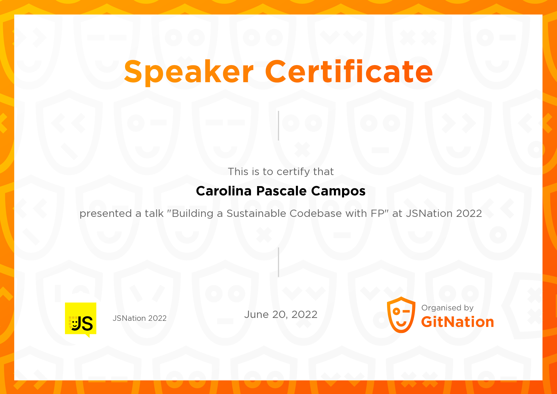 Carolina Pascale Campos's Certificate from JS Nation