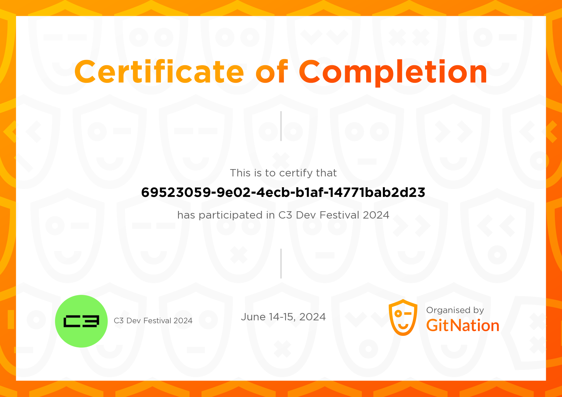 GitNation resident's Certificate from C3 Dev Festival