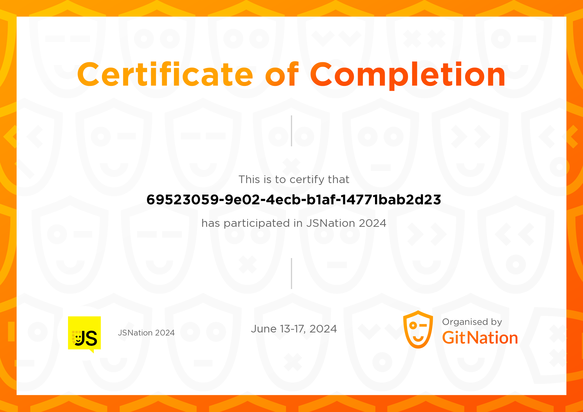 GitNation resident's Certificate from JS Nation