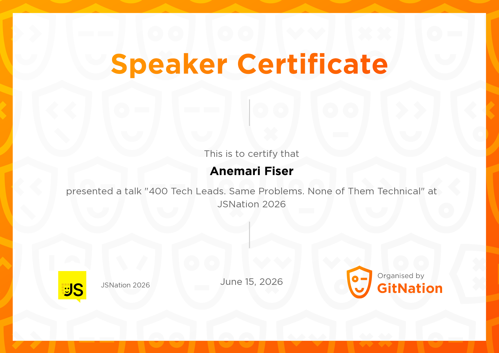 Anemari Fiser's Certificate from JS Nation