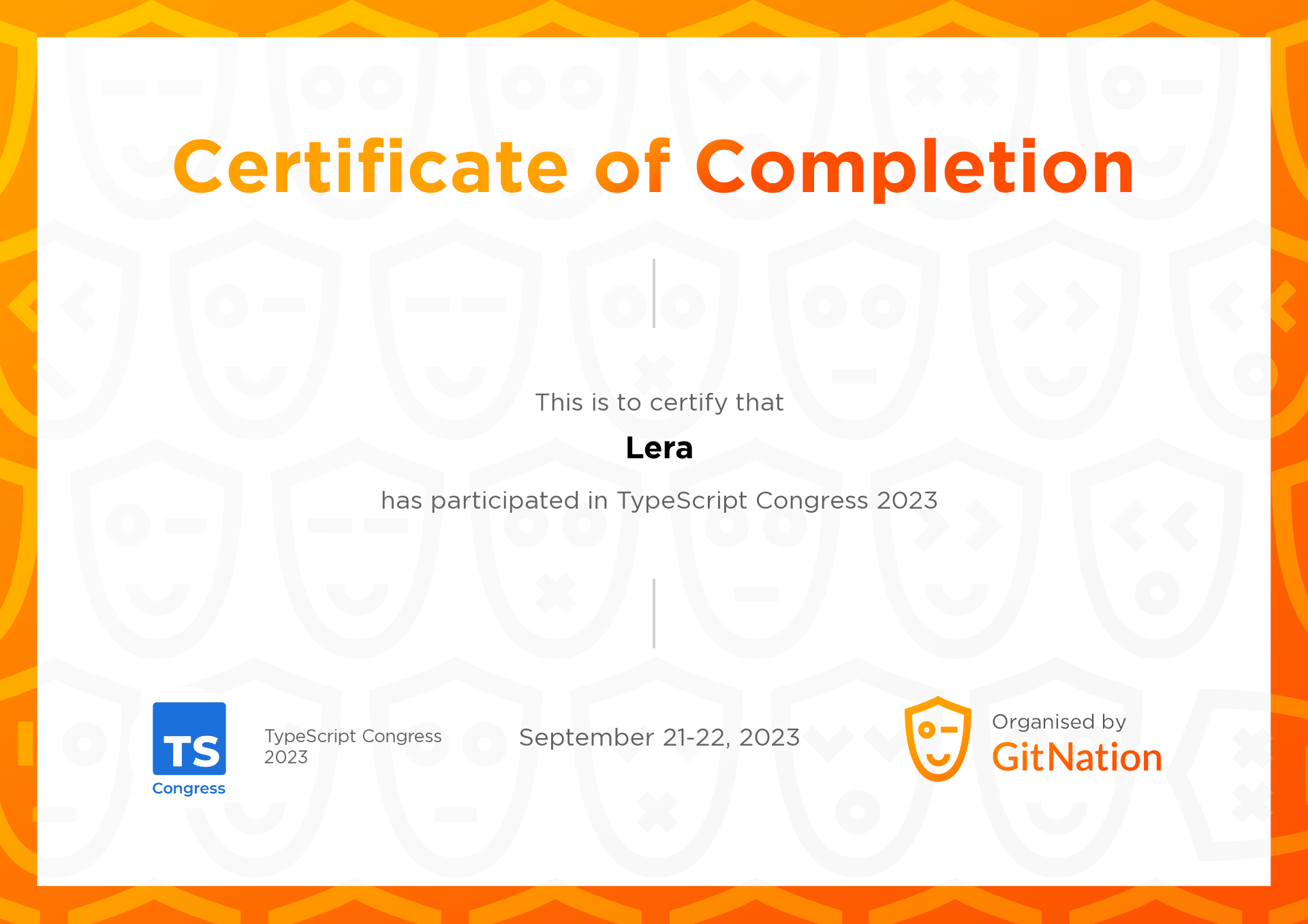 Lera's Certificate from TS Congress